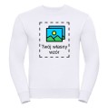 Biała bluza unisex bez kaptura z własnym nadrukiem.jpg