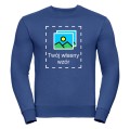 Niebieska bluza unisex bez kaptura z własnym nadrukiem.jpg