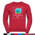 Czerwona bluza unisex bez kaptura z własnym nadrukiem.jpg