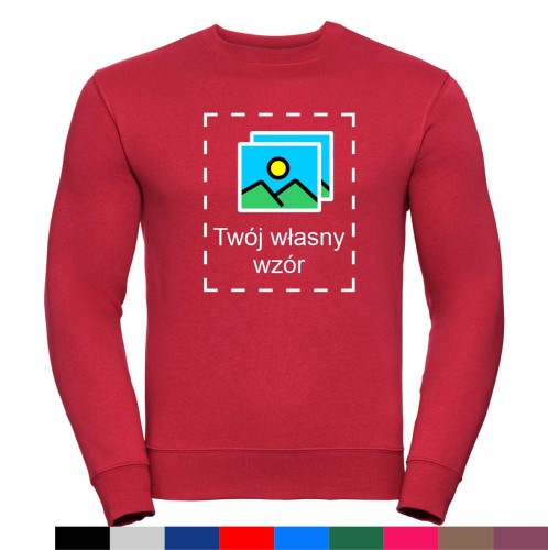 Czerwona bluza unisex bez kaptura z własnym nadrukiem.jpg