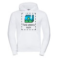 Biała Bluza unisex z kapturem z własnym nadrukiem.jpg