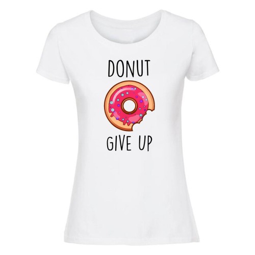 donut give up - koszulka damska biała.jpg