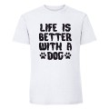 life is better with a dog - koszulka męska biała.jpg