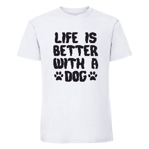 life is better with a dog - koszulka męska biała.jpg
